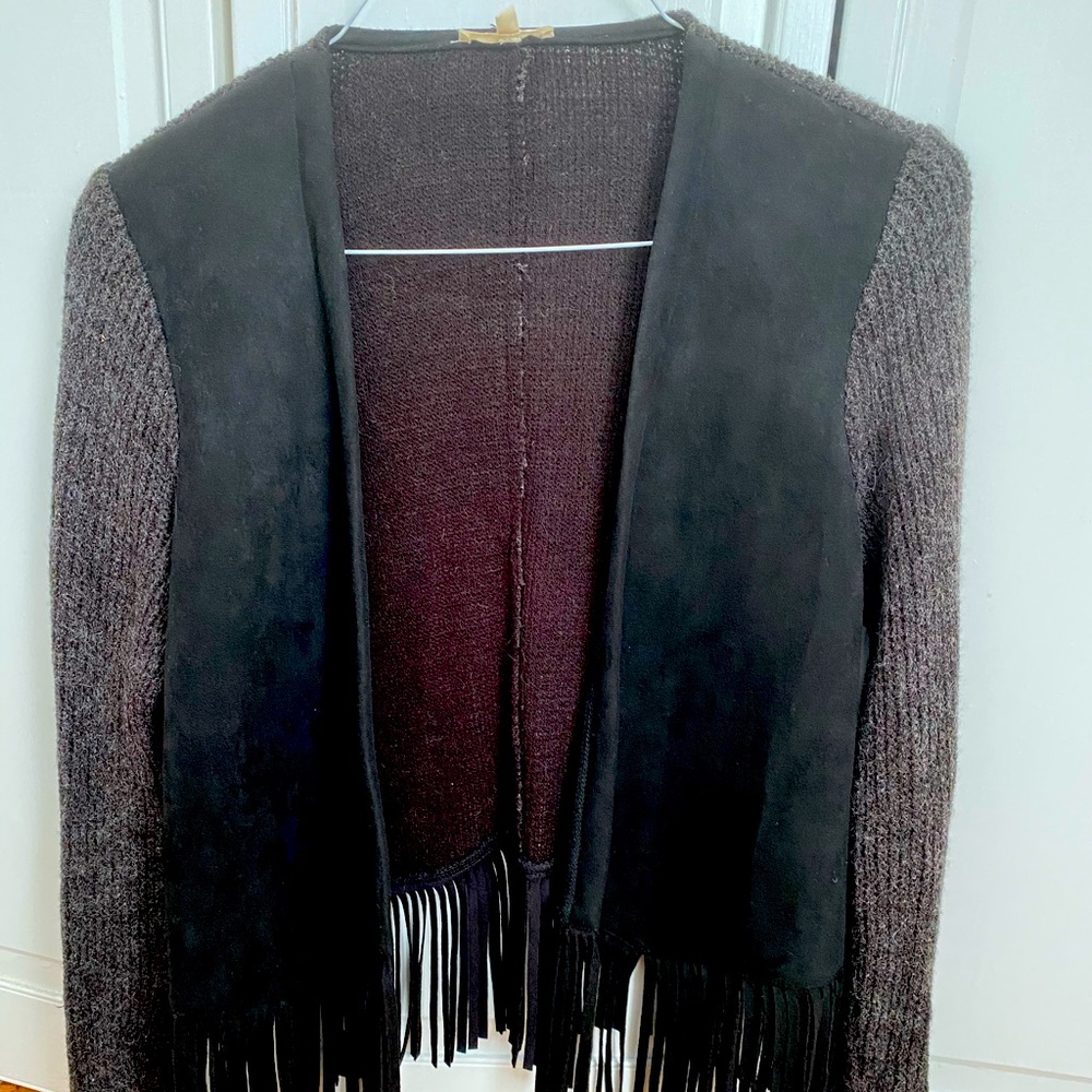 Suede, fringe sweater